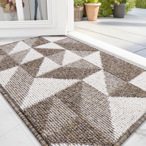 OLANLY door mat geometry pattern enhances entry aesthetics while trapping dirt