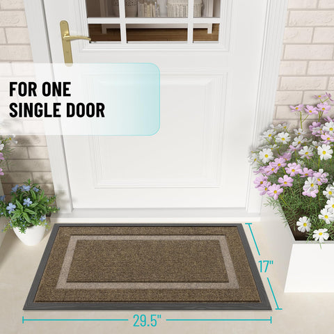 OLANLY indoor-outdoor door mat with woven topside traps moisture.