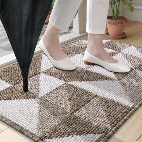 OLANLY door mat low-profile 0-4 inch fits under doors while guiding moisture away