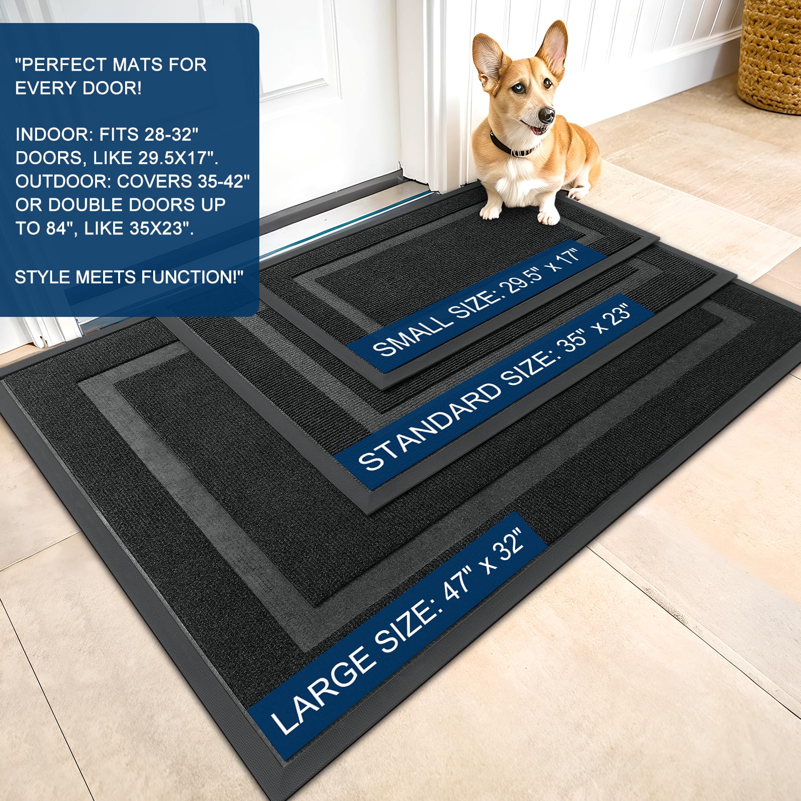 OLANLY door mat natural rubber backing resists tearing and odors