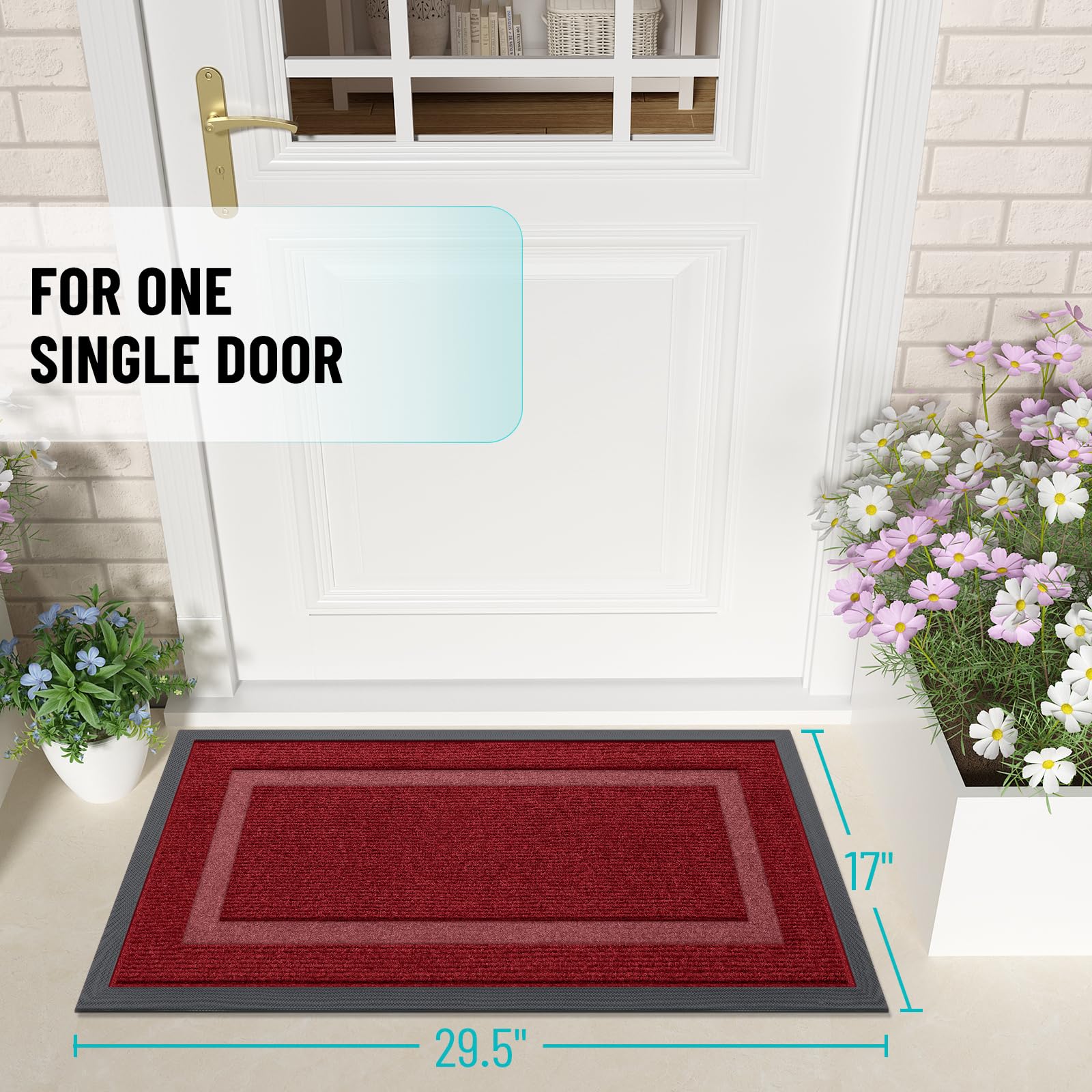 OLANLY door mat outdoor-ready at entryway with slip-resistant surface.