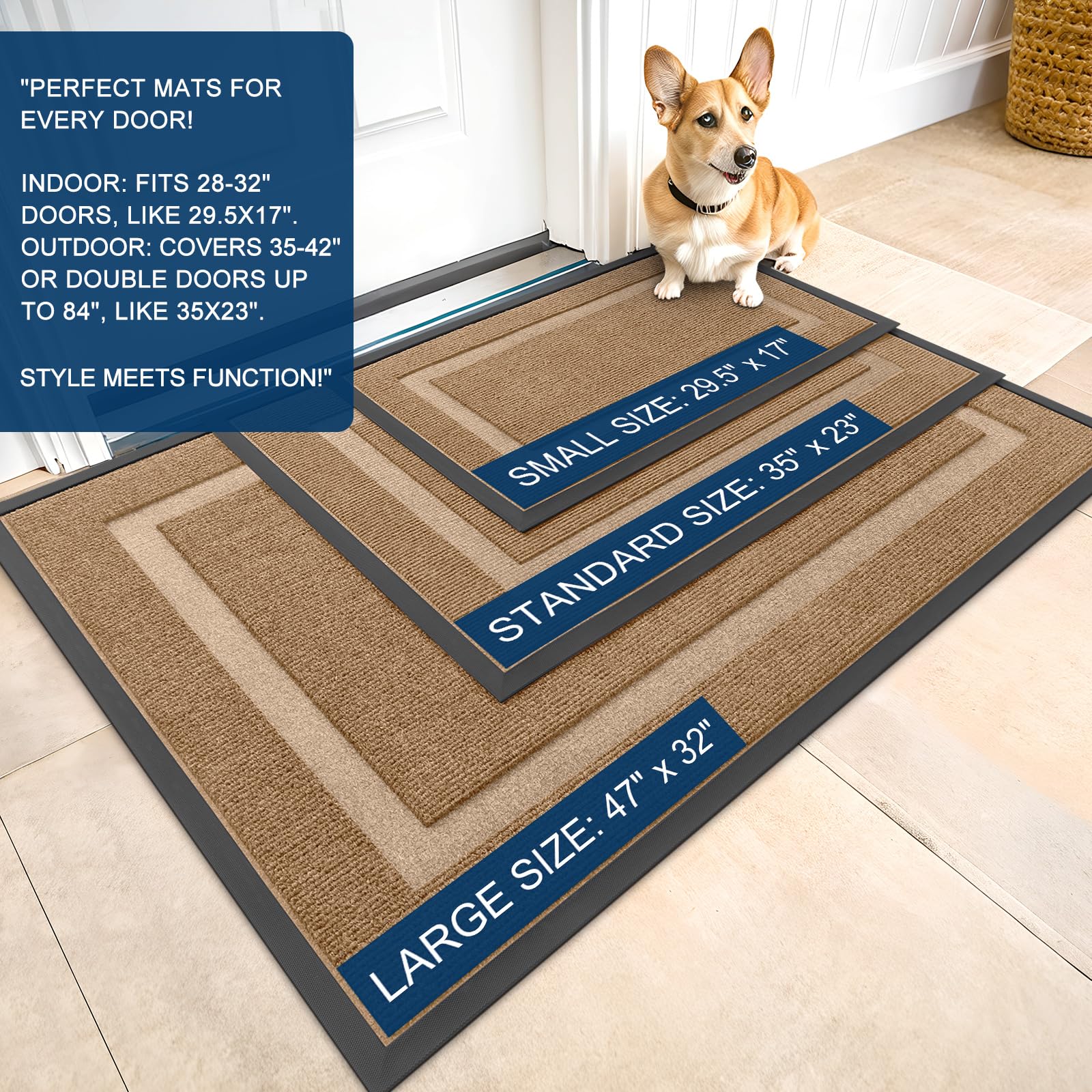 OLANLY door mat with rubber backing provides durable grip and stability