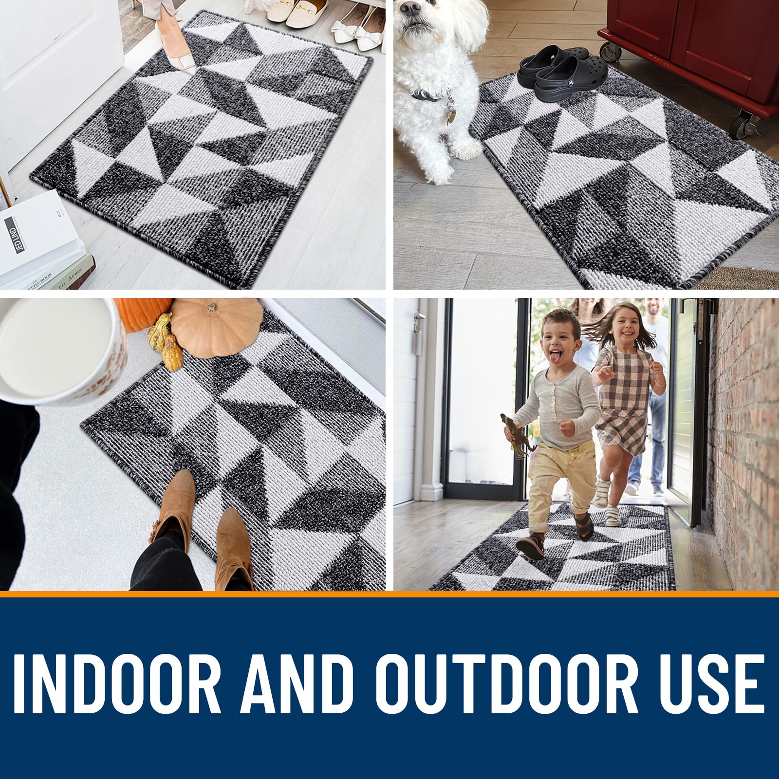 OLANLY entrance mat complements any decor with chic geometric style.