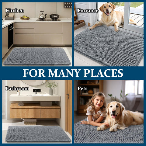 OLANLY gray entryway mat welcomes guests while trapping dirt