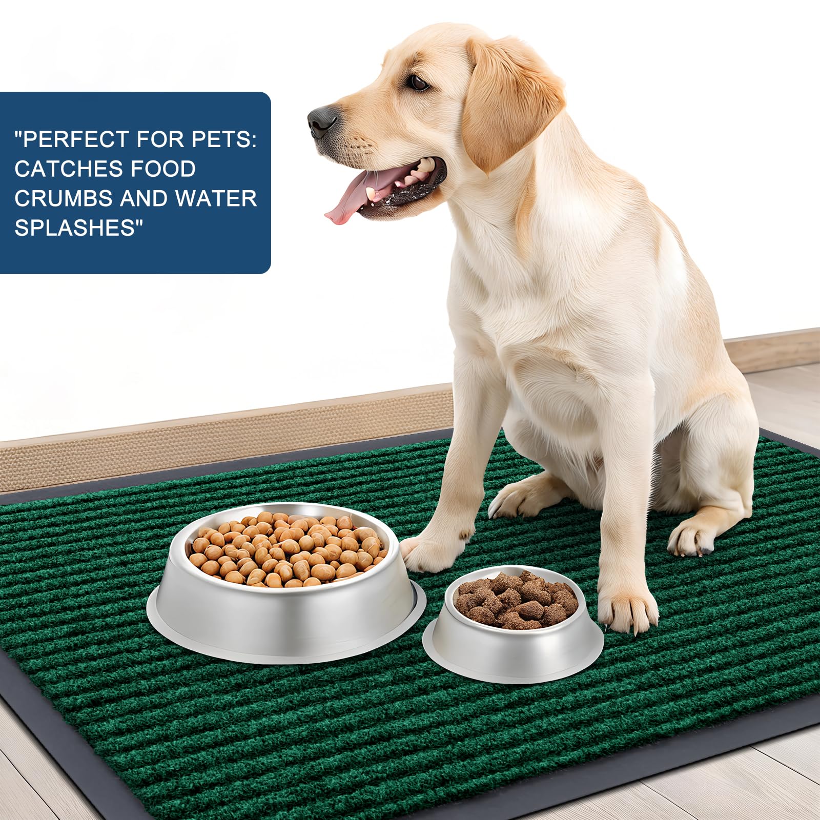 OLANLY entryway green mat adds a fresh welcome to any porch.