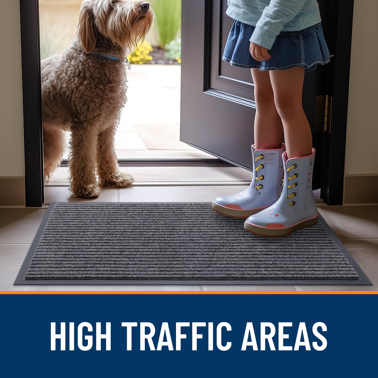 OLANLY fade-resistant doormat retains color in bright entryways.