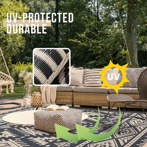 OLANLY foldable patio rug with carry bag makes transport to camping or picnics effortless.