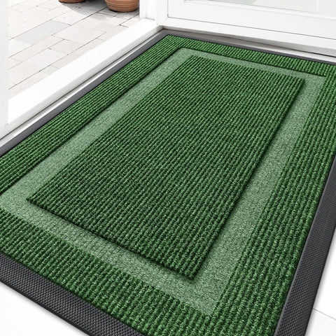 OLANLY front door mat 29-5x17 green captures dirt and moisture at the entry.