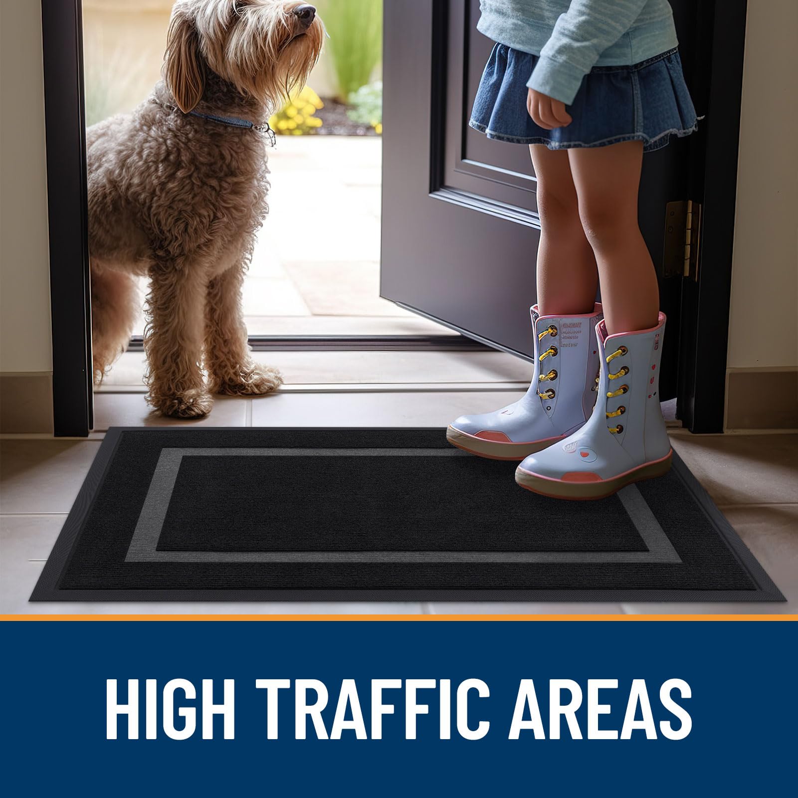 OLANLY front door mat 47x32 inches fits wide entryways.