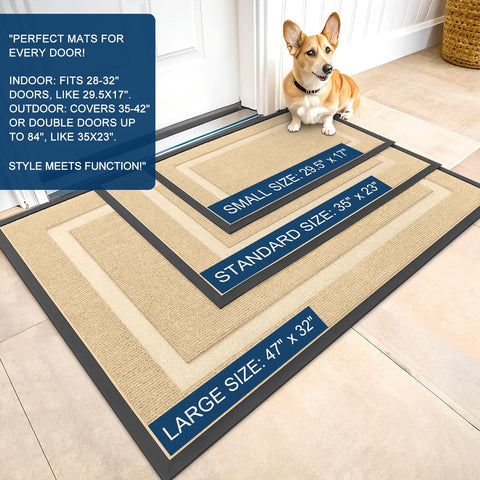 OLANLY beige mat traps moisture to keep floors drier.