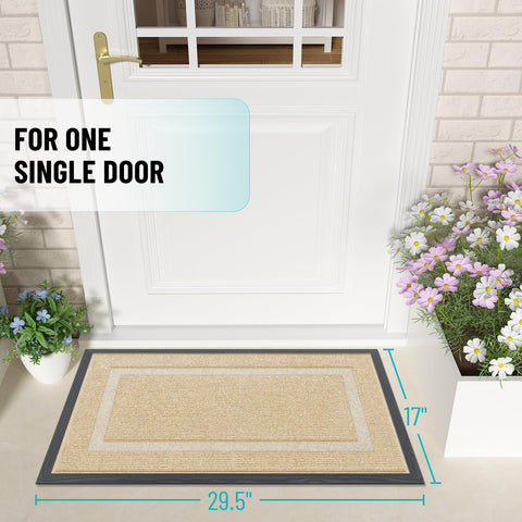 OLANLY beige mat with textured topside captures dirt at the entrance.