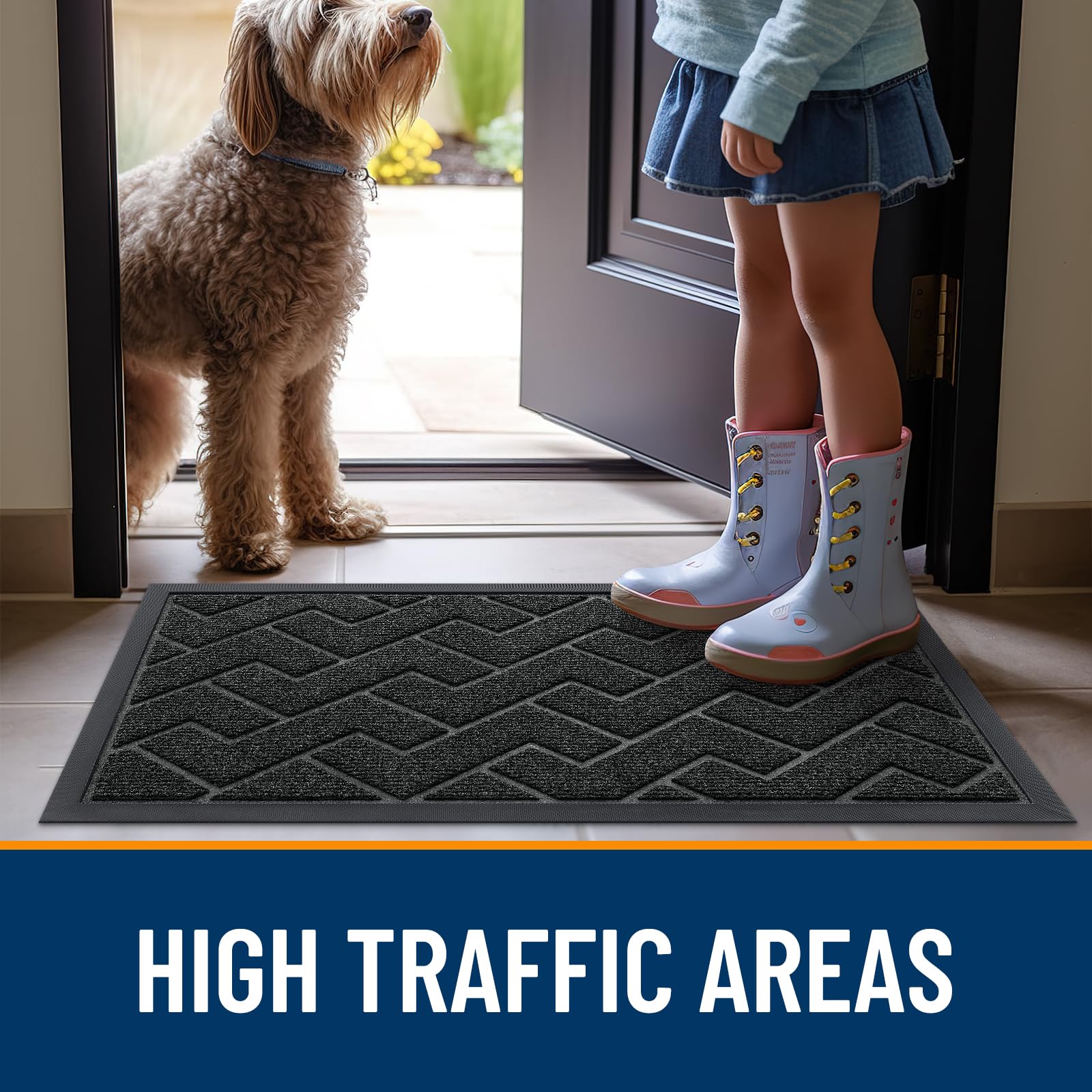 OLANLY entrance mat handles mud and sand from outdoor traffic