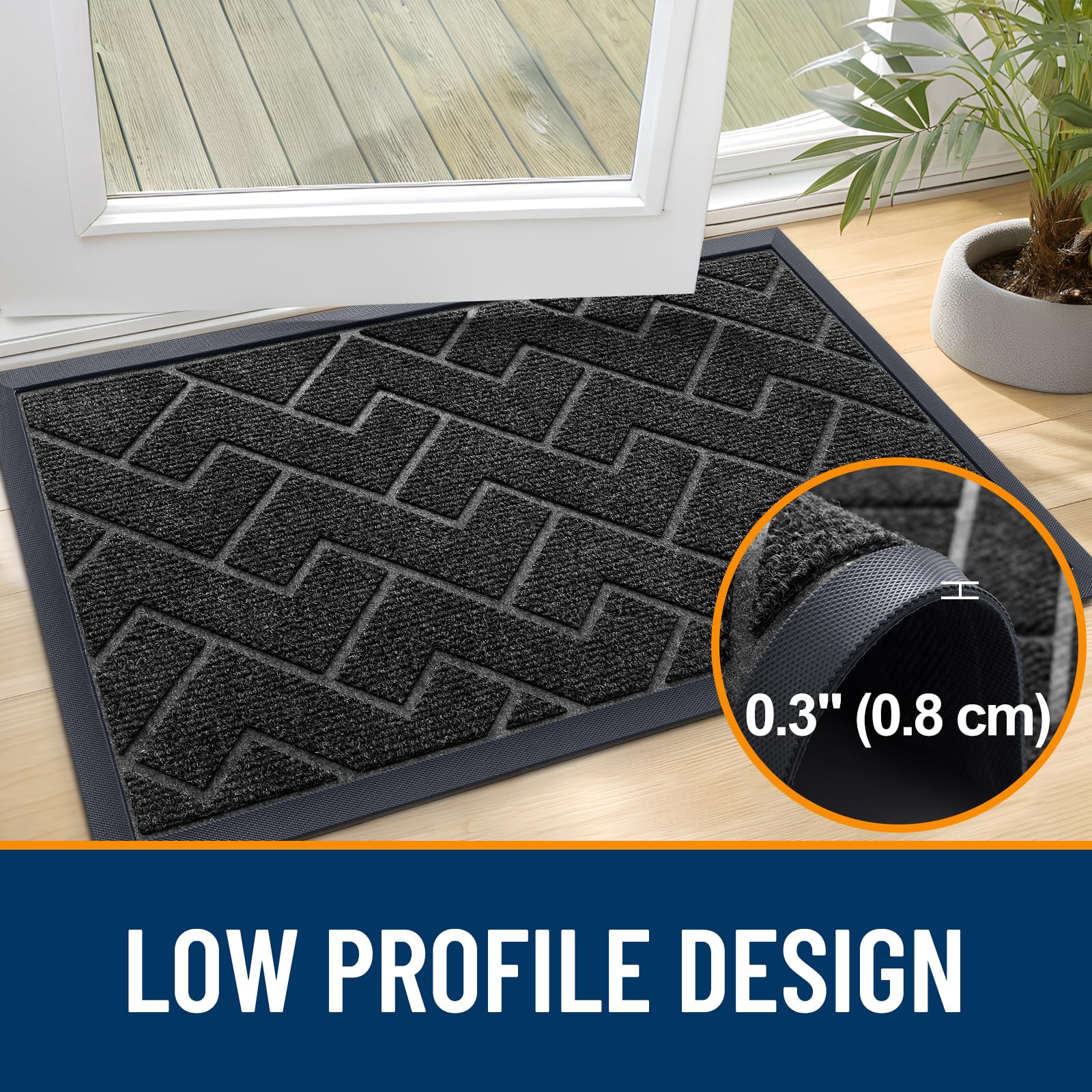 OLANLY front door mat easy-clean surface for quick maintenance