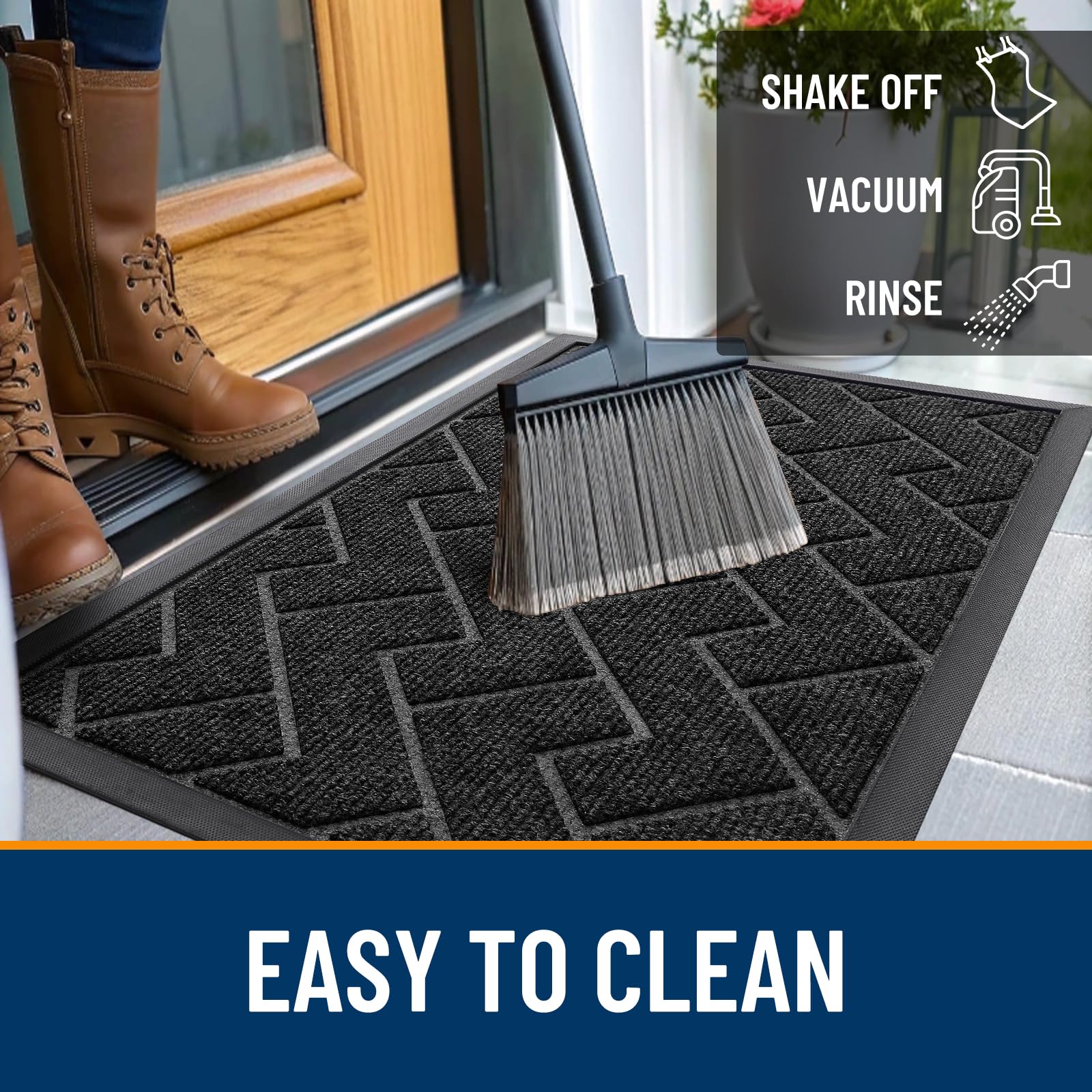 OLANLY low-profile mat fits under most doors for smooth operation