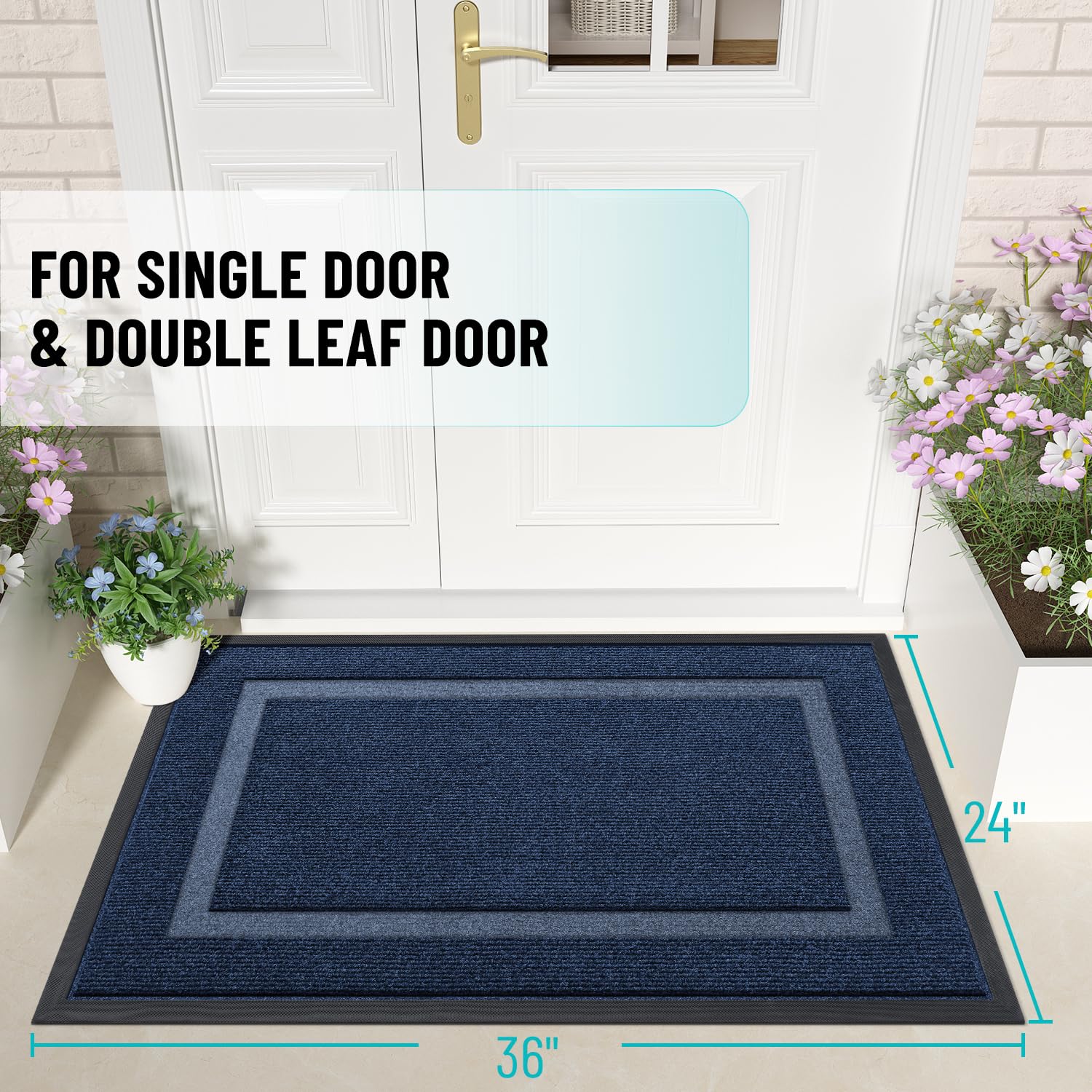 OLANLY blue mat 36x24 dirt and moisture capture at entry
