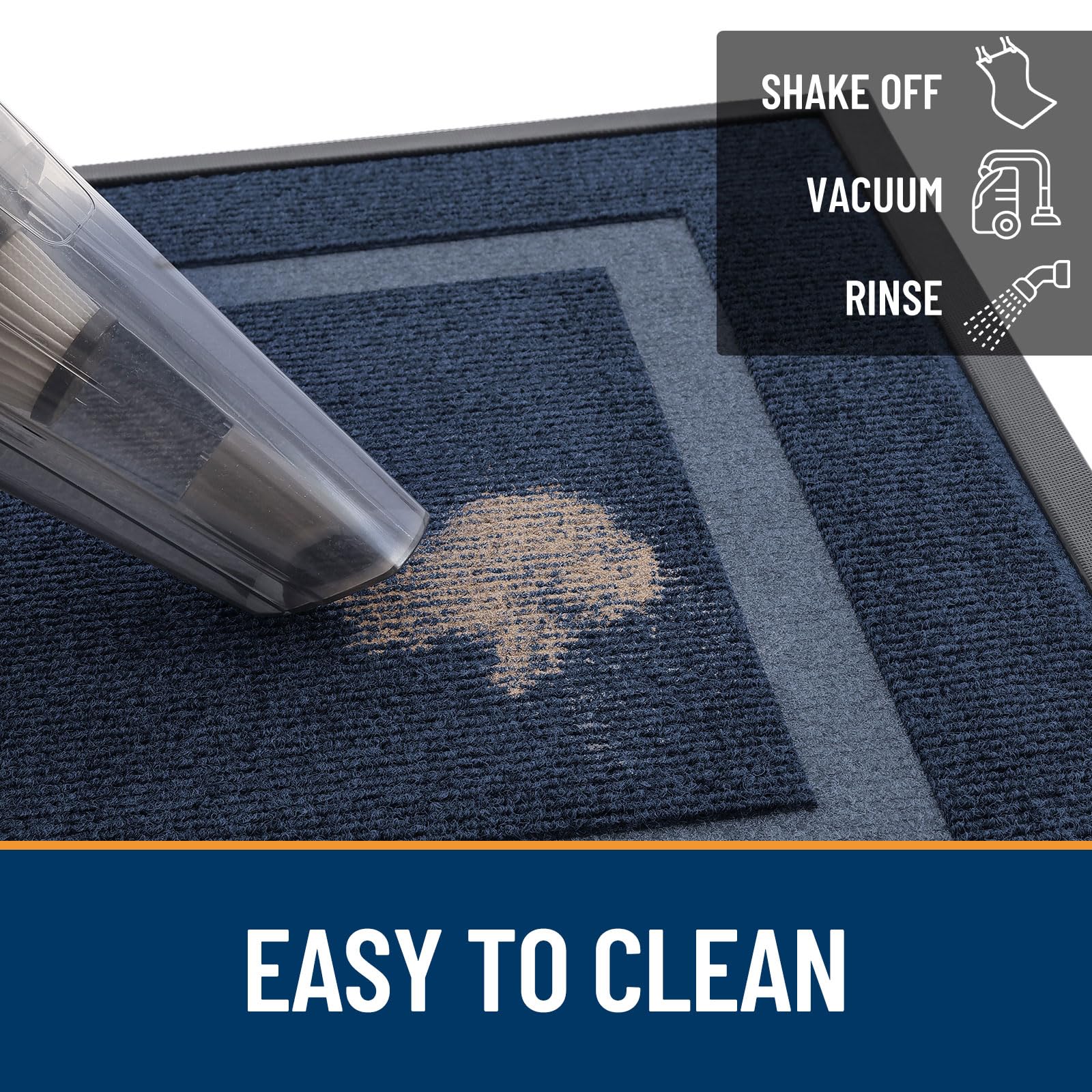 OLANLY blue 36x24 mat easy to clean with vacuum or rinse