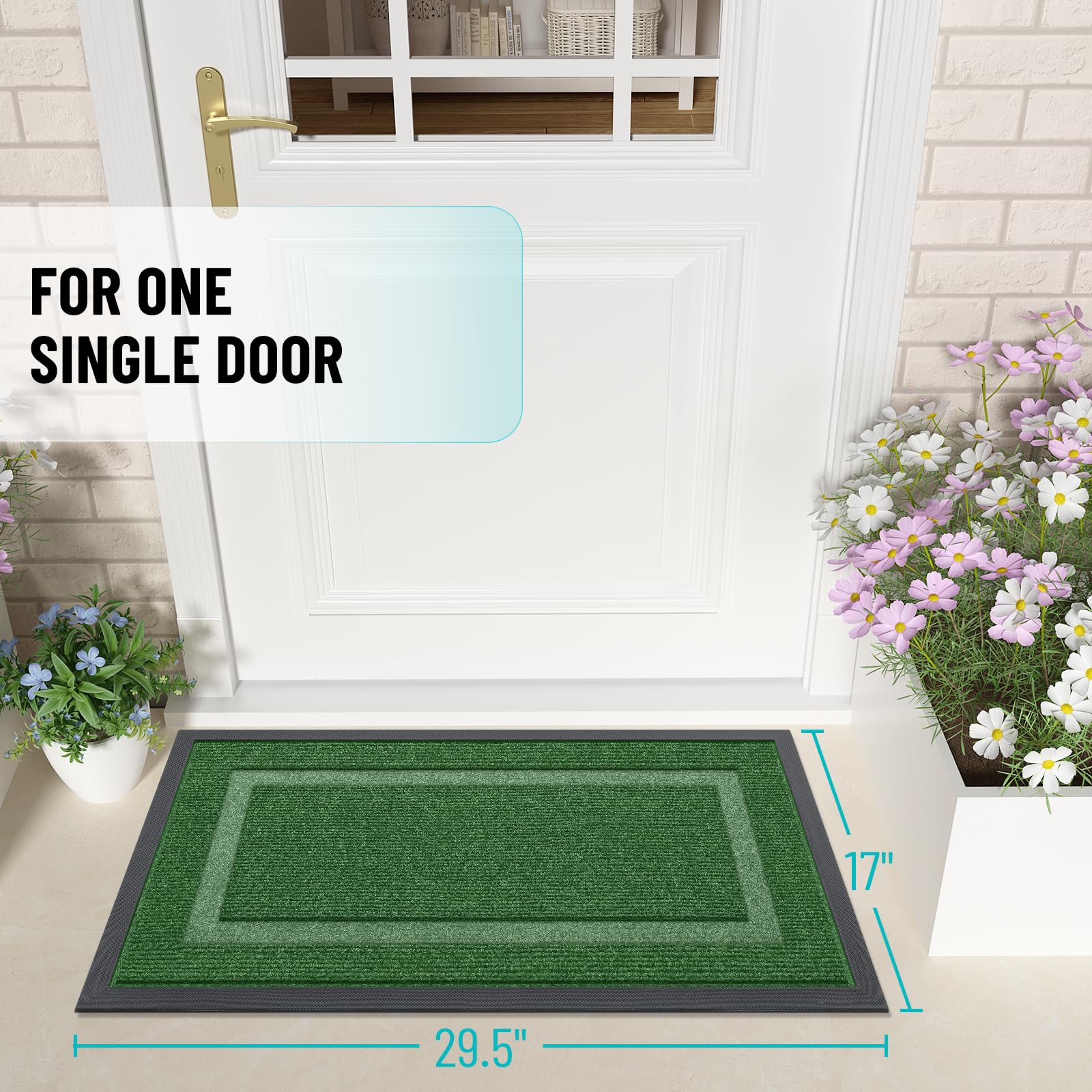OLANLY front door mat close-up texture showcases durable natural rubber backing.