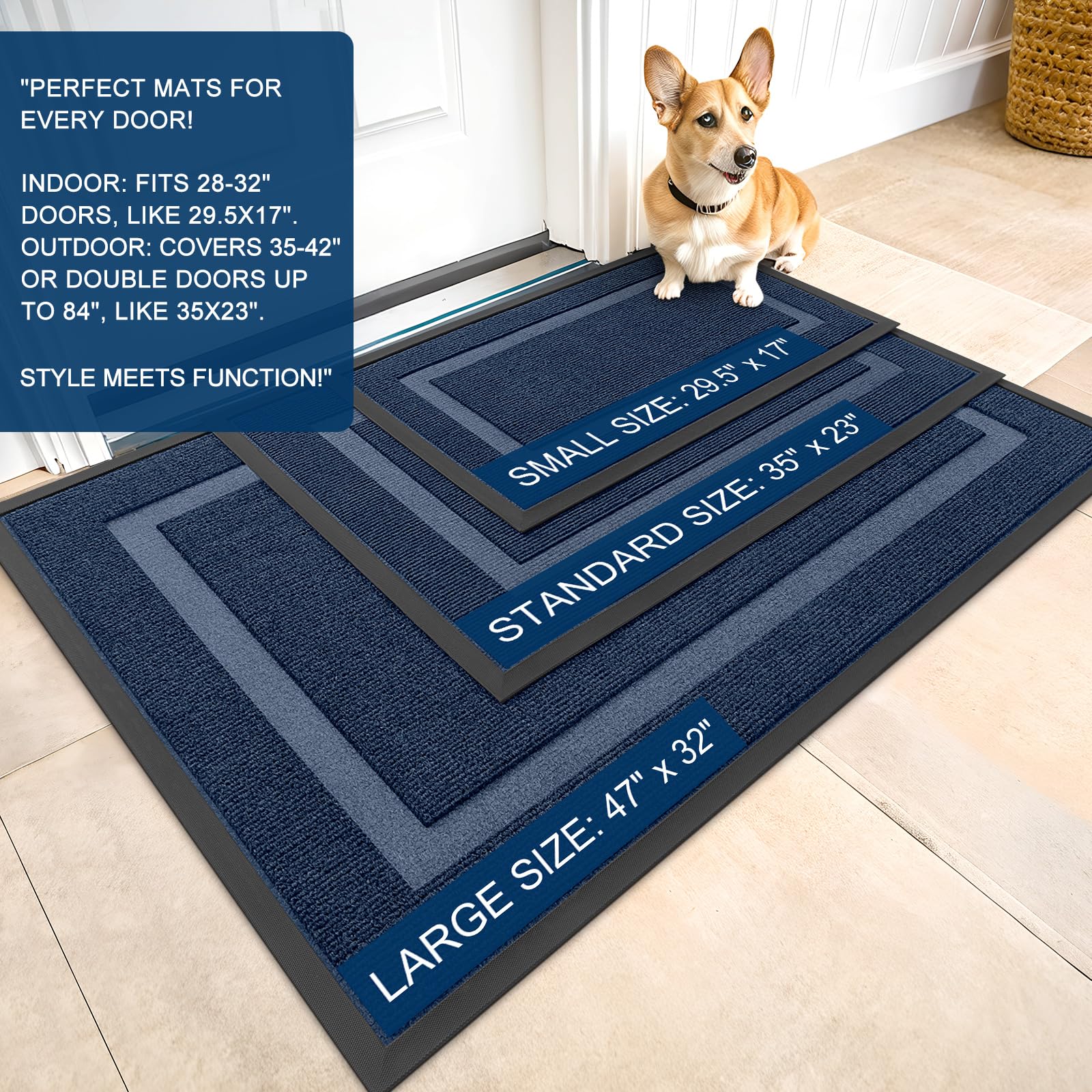 OLANLY front door mat deep grooves capture mud effectively.