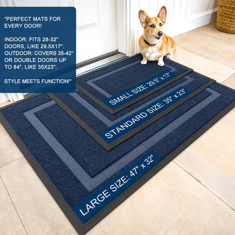 OLANLY front door mat deep grooves capture mud effectively.