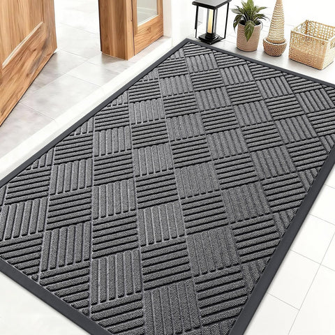 OLANLY front door mat with diamond texture for a stylish, durable entrance