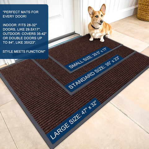 OLANLY front door mat dirt-absorption keeps floors dry after wet weather.