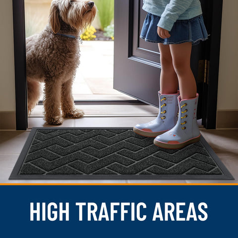 OLANLY herringbone brick pattern mat in black adds style.