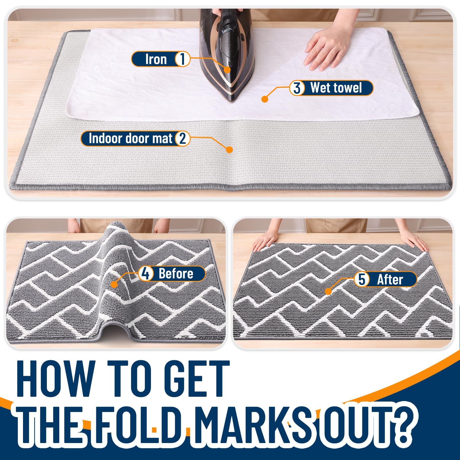 OLANLY front door mat suits indoor entrances and kitchens.