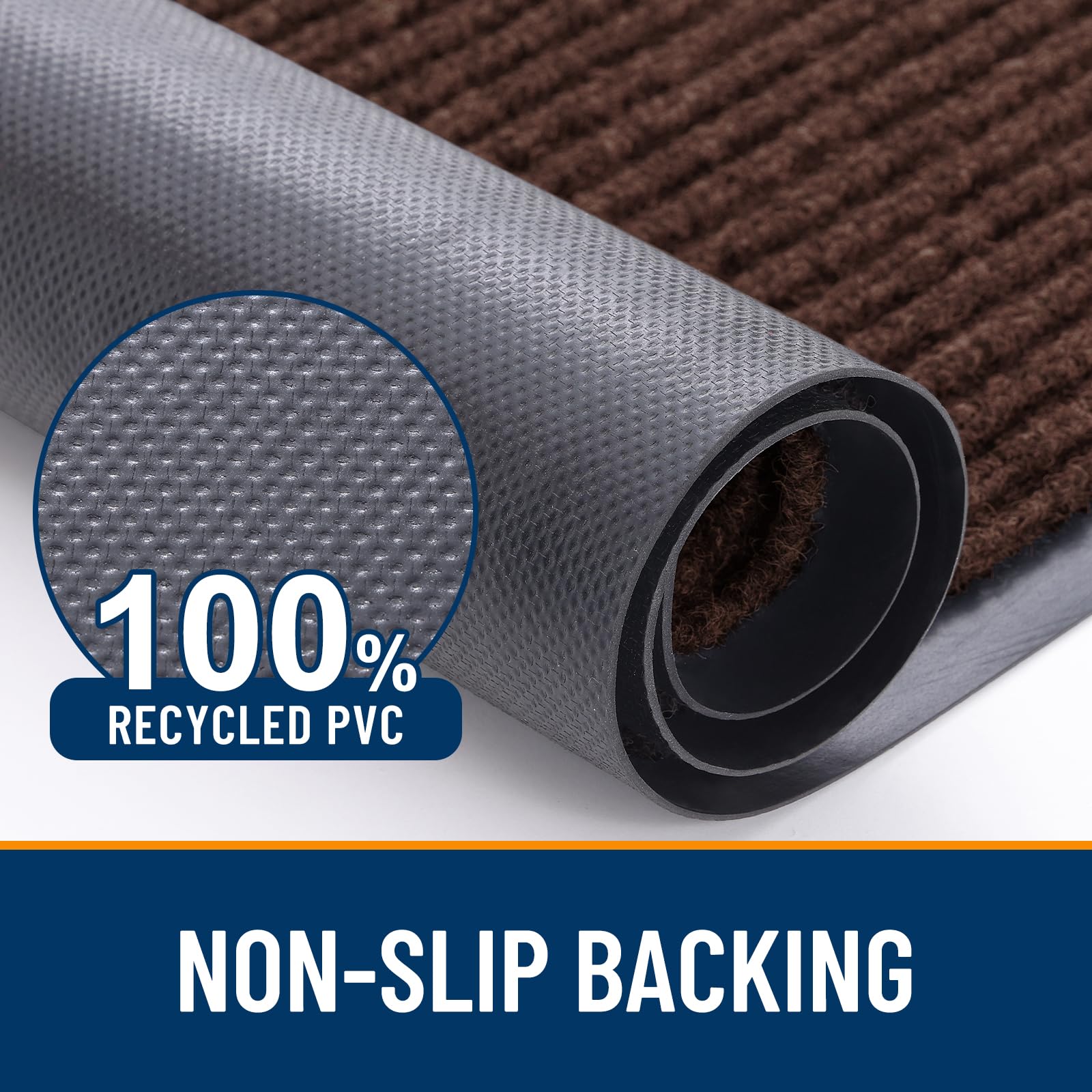 OLANLY front door mat low-profile-0-3-inch ensures smooth door clearance.