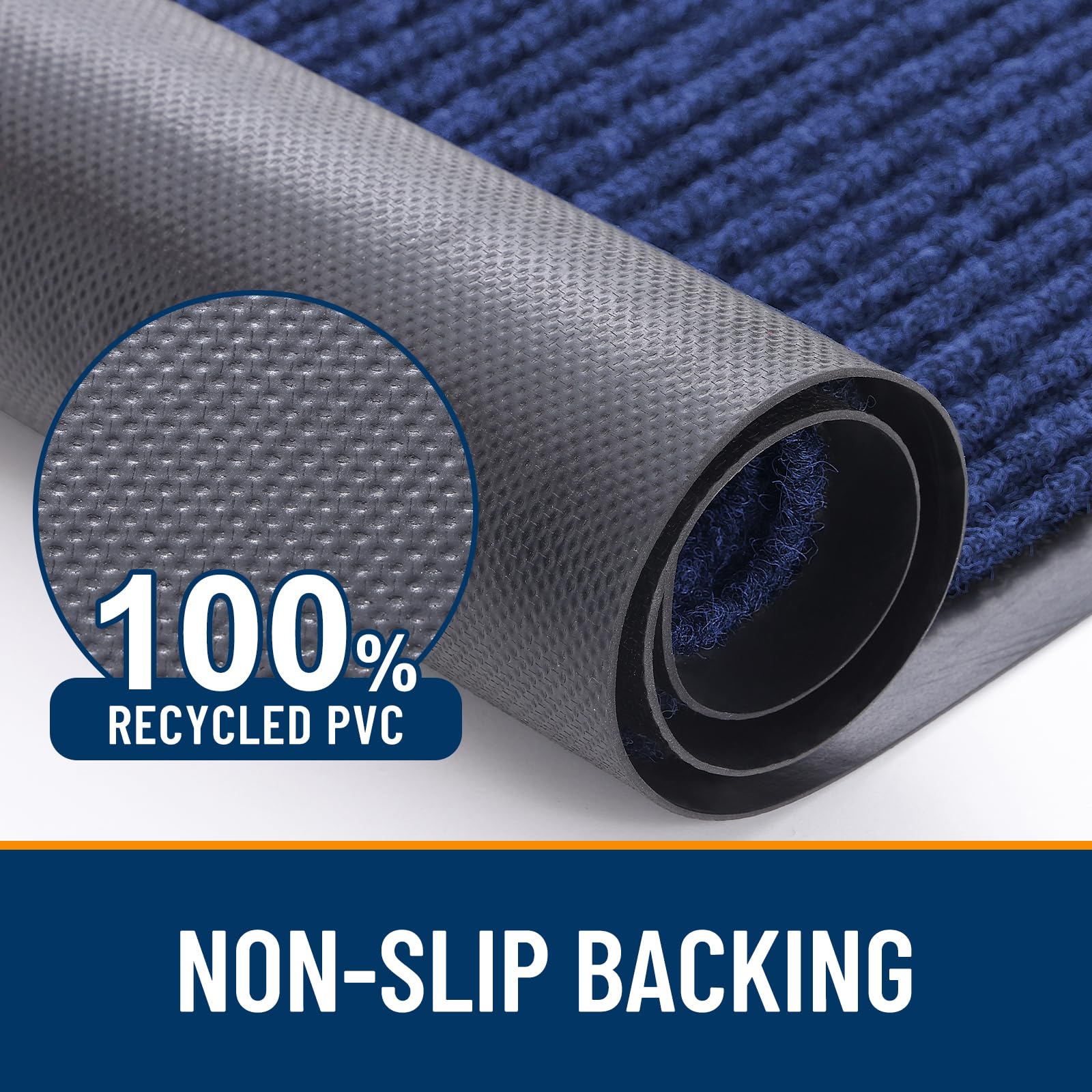 OLANLY front door mat low-profile design clears doors smoothly.