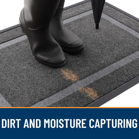 OLANLY mat's low-profile design fits under most doors.