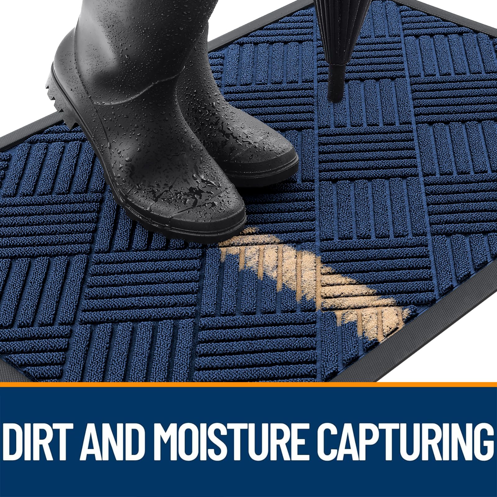 OLANLY front door mat non-slip back ensures secure grip on smooth floors.