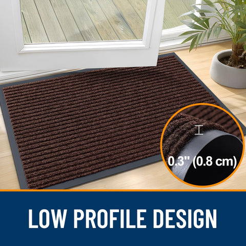 OLANLY front door mat non-slip-back backing provides stable footing for entryways.
