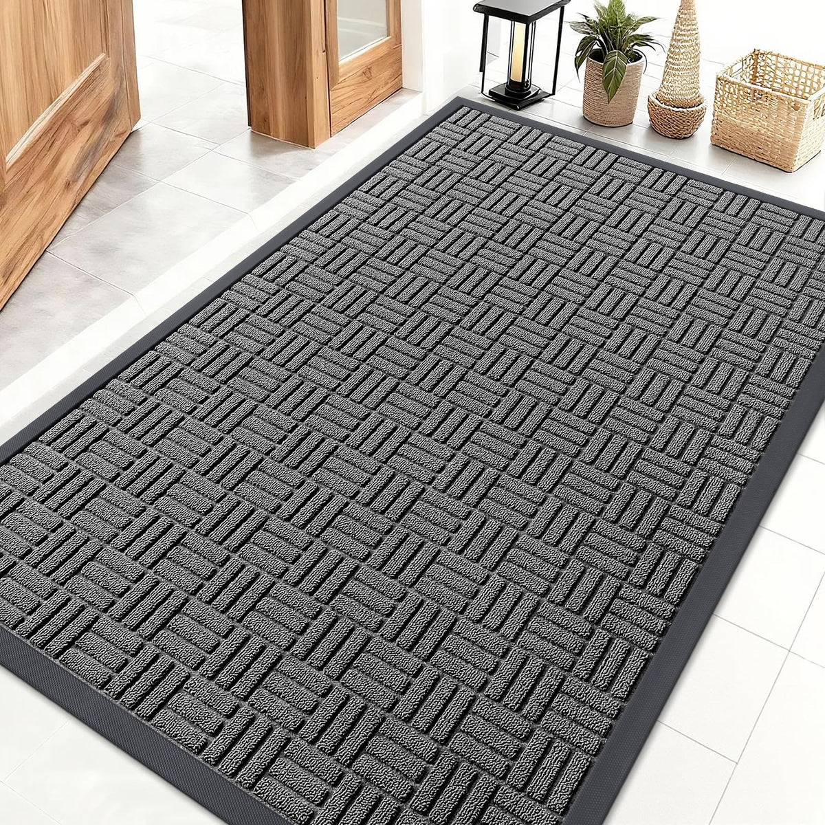 OLANLY front door mat outdoor entrance captures dirt for cleaner floors