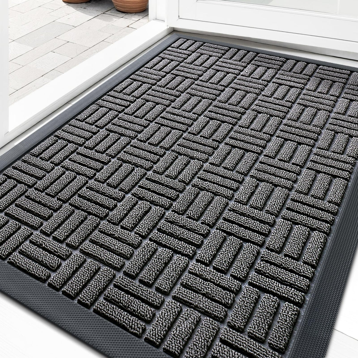 OLANLY front door mat outdoor entrance for durable, weather-ready design.