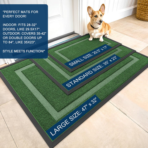 OLANLY front door mat outdoor entryway demonstrates weather resistance and fade protection.