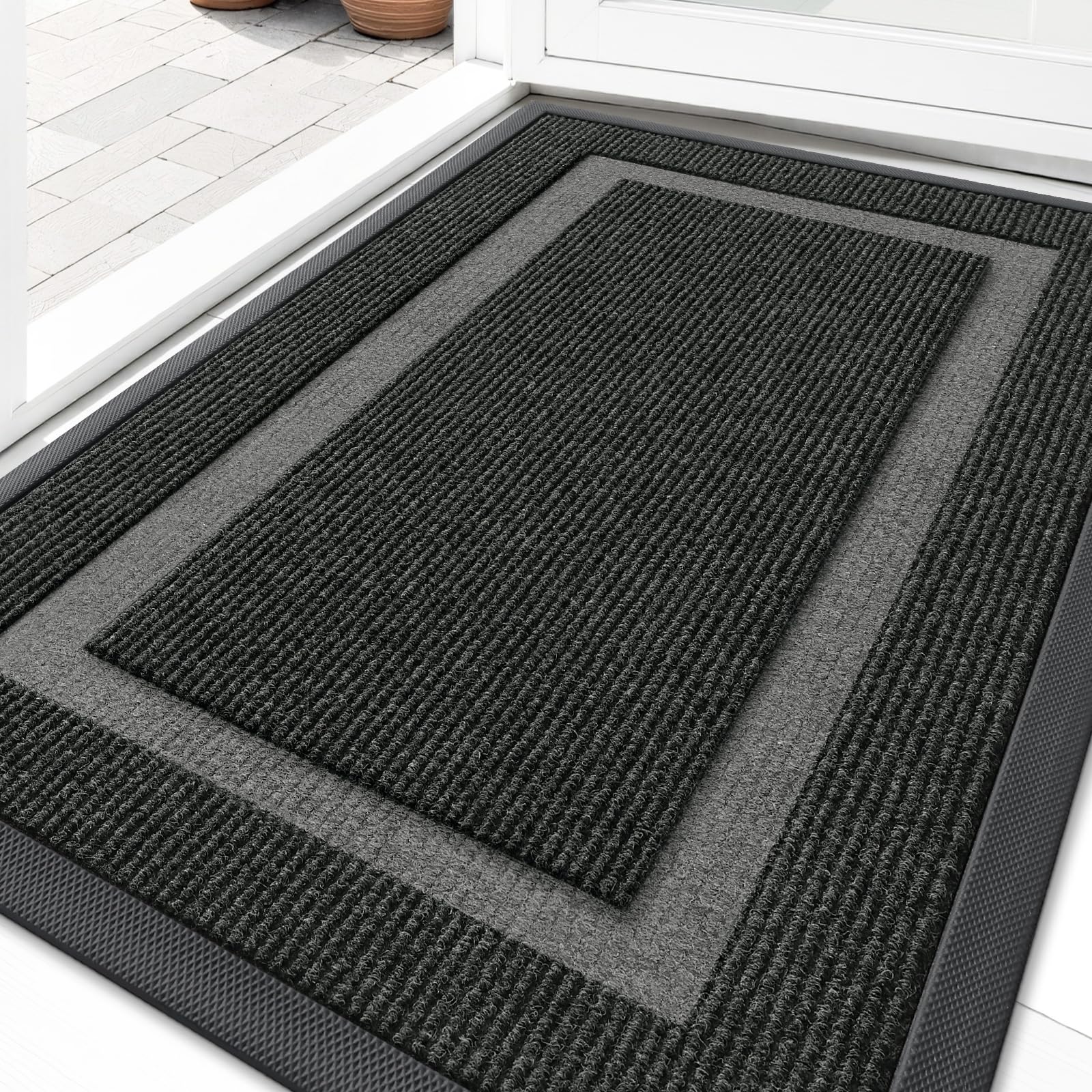 OLANLY ultra-thin front door mat glides under doors, reducing jams.