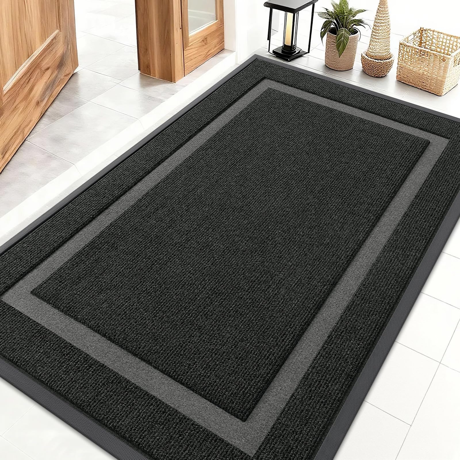OLANLY front door mat ultra-thin design glides under doors with minimal snagging.