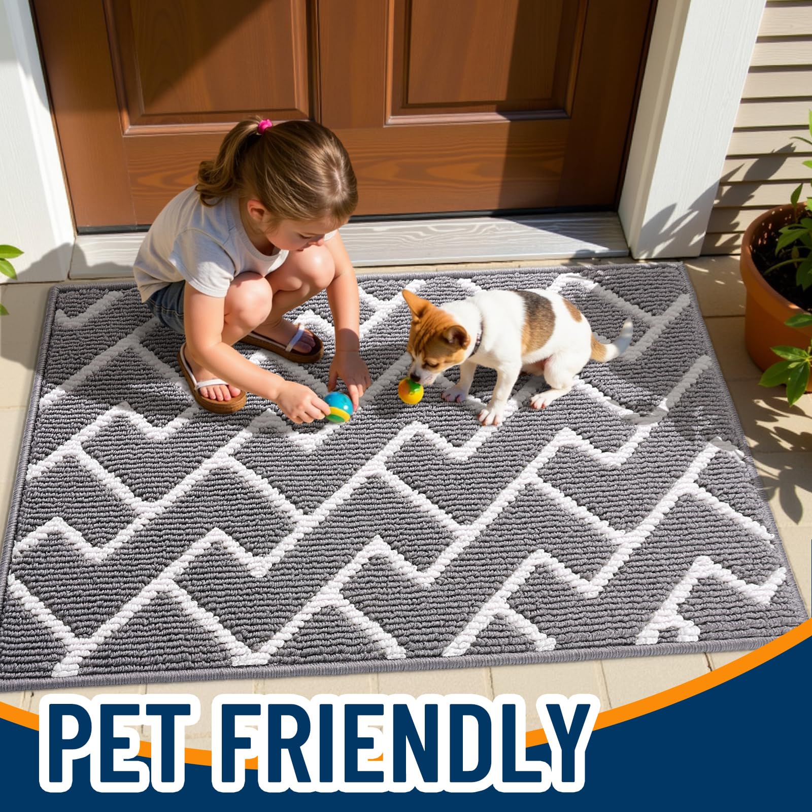 OLANLY front door mat is washable for thorough cleaning.