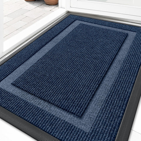 OLANLY front door mat with waterproof blue finish, ideal for indoor and outdoor entryways.