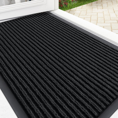 OLANLY front door mat waterproof; protects entryway from rain and mud.