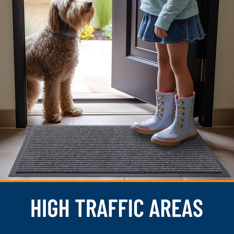 OLANLY grey 2-pack mats blend with any entryway.
