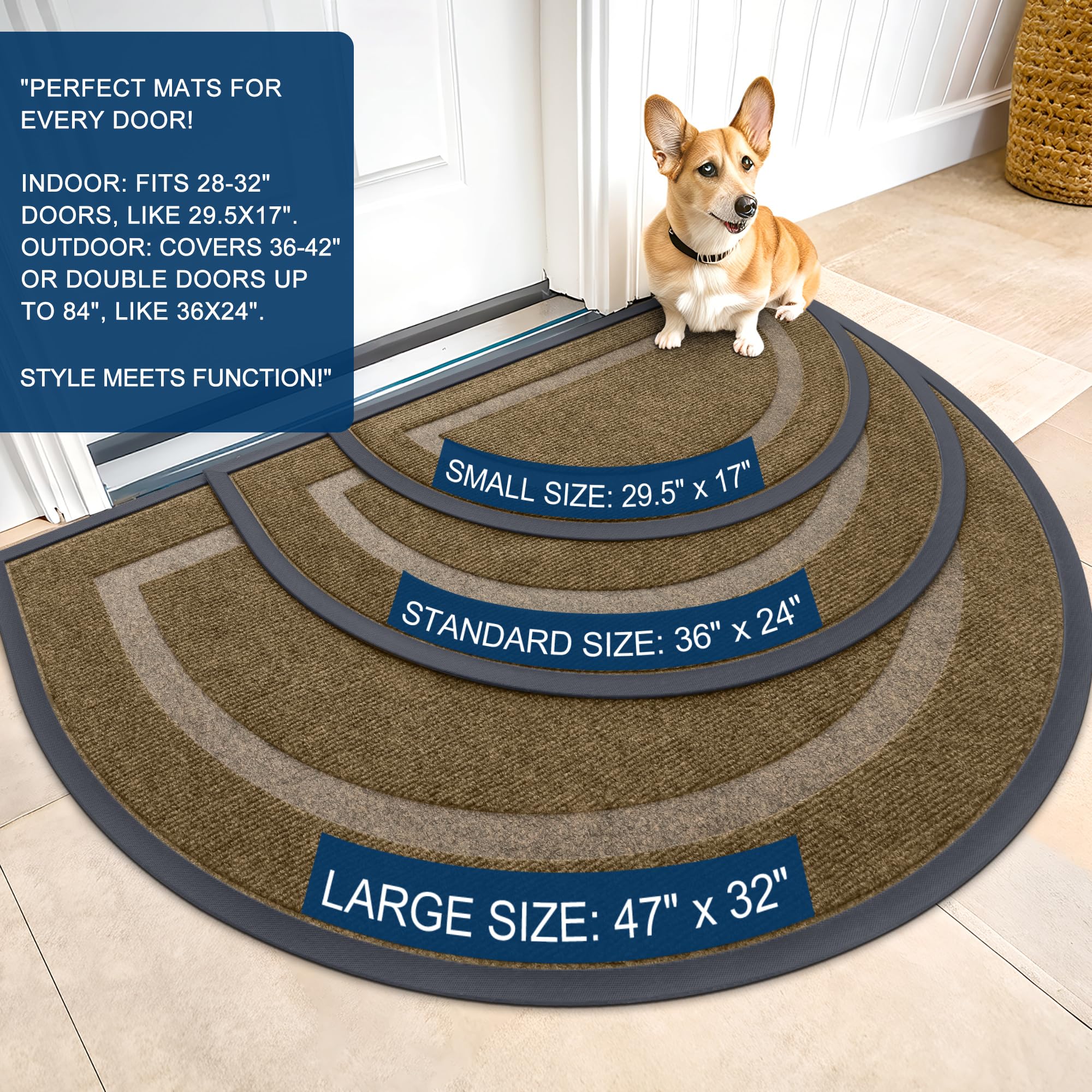 OLANLY brown mat highlights natural rubber backing for durability.