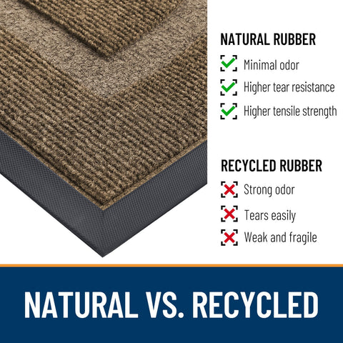 OLANLY door mat resists stains and fading in varied weather.