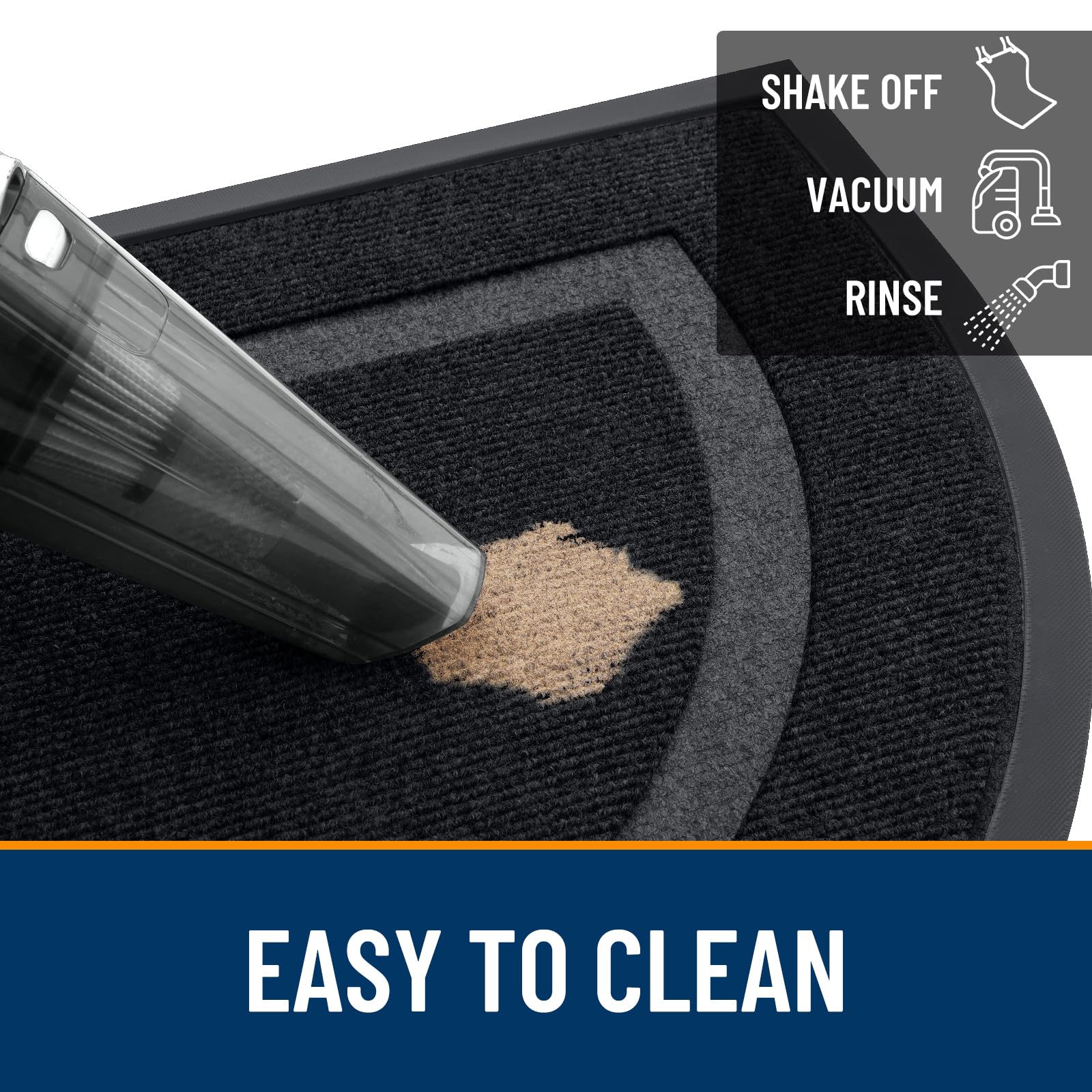 OLANLY Half Circle Doormat low-profile design fits under most doors.
