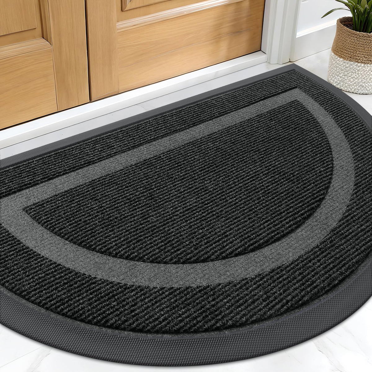 OLANLY Half Circle Doormat glides under doors for easy entry.