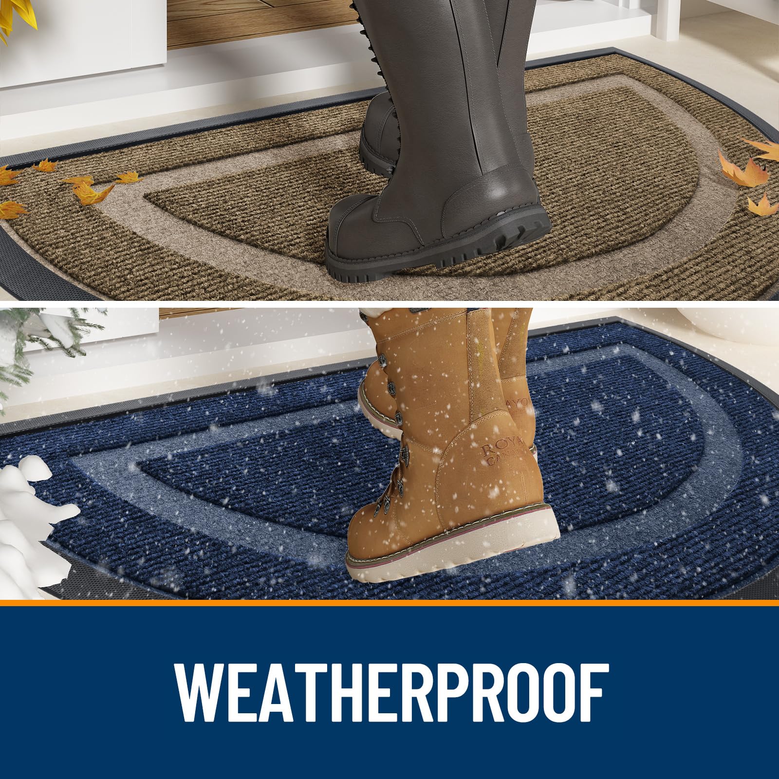 OLANLY Half Circle Doormat resists weather and fading for outdoor use.