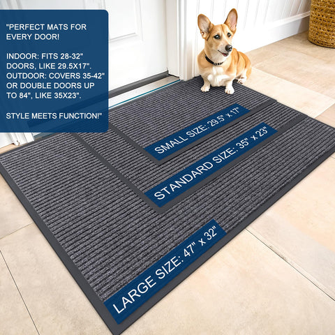 OLANLY heavy-duty doormat for indoor outdoor use withstands high traffic.