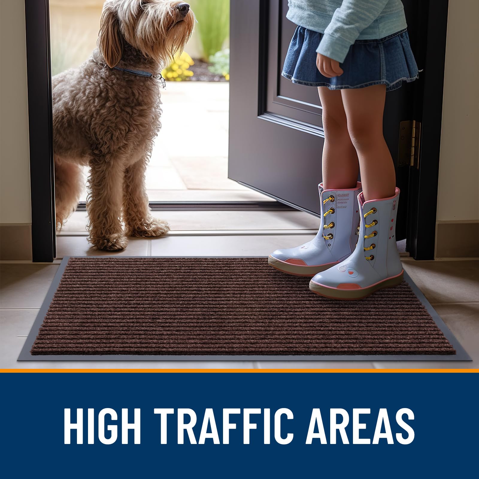 OLANLY heavy-duty entrance mat withstands high-traffic home use