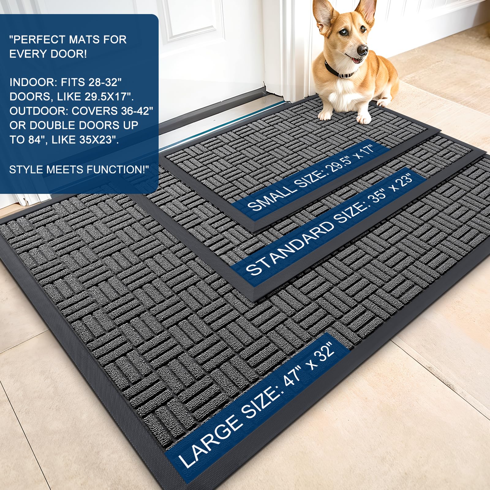 OLANLY heavy-duty rubber backing provides stable footing and floor protection.