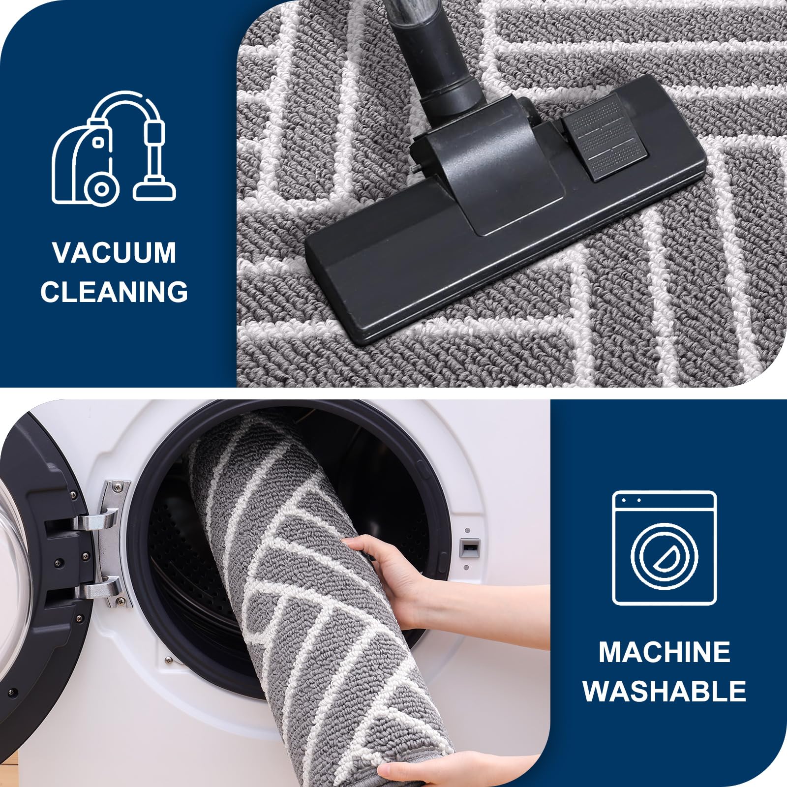 OLANLY doormat with easy-clean surface, rinse or vacuum for maintenance.